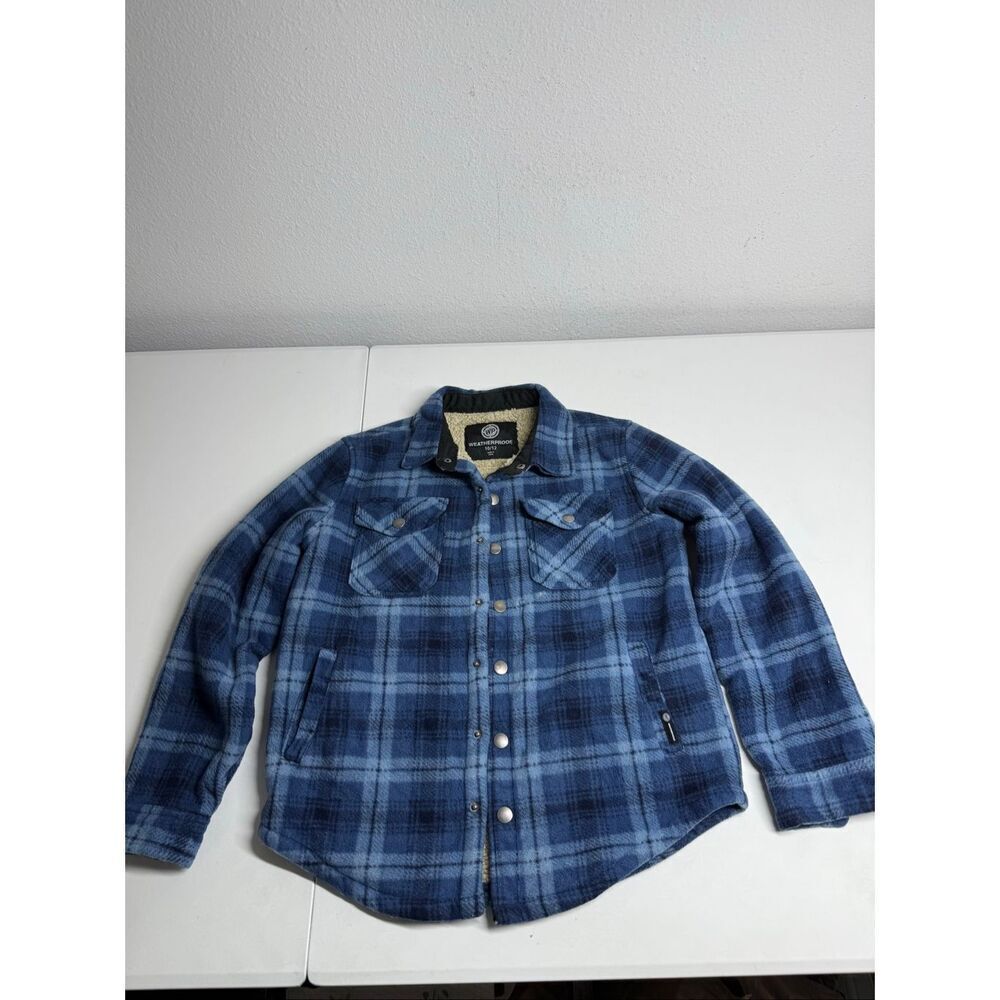 Weatherproof Boy's Sherpa Lined Fleece Button Up Shirt Jacket Sz 10/12 See Notes